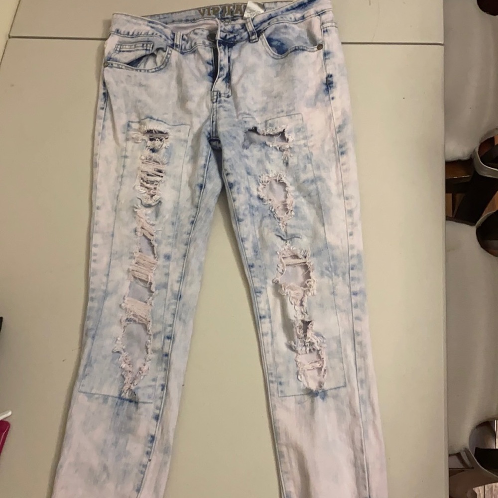 VIP acid wash jeans